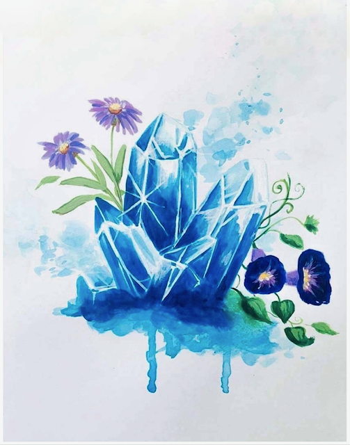 September Birthstone - Sapphire Morning Glory and Aster